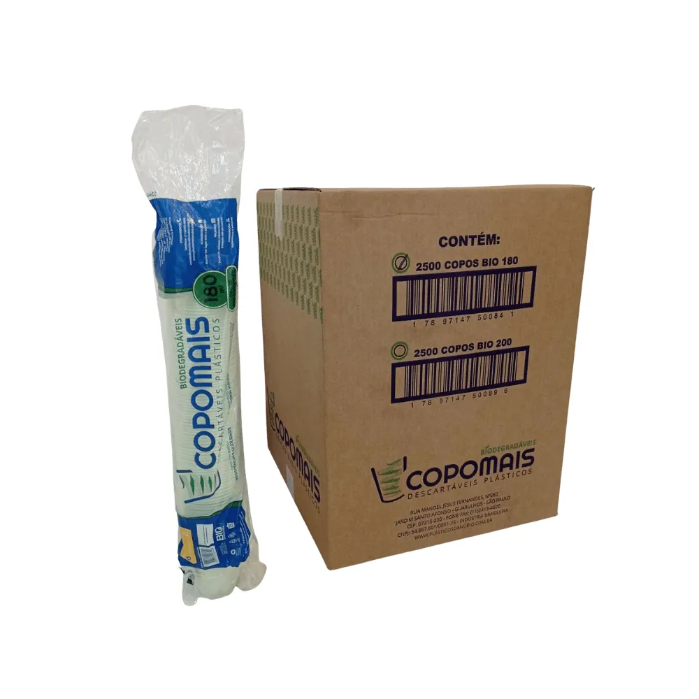 Copo 180Ml Translúcido Verde Biodegradável Copomais Com 2.500 Unidades
